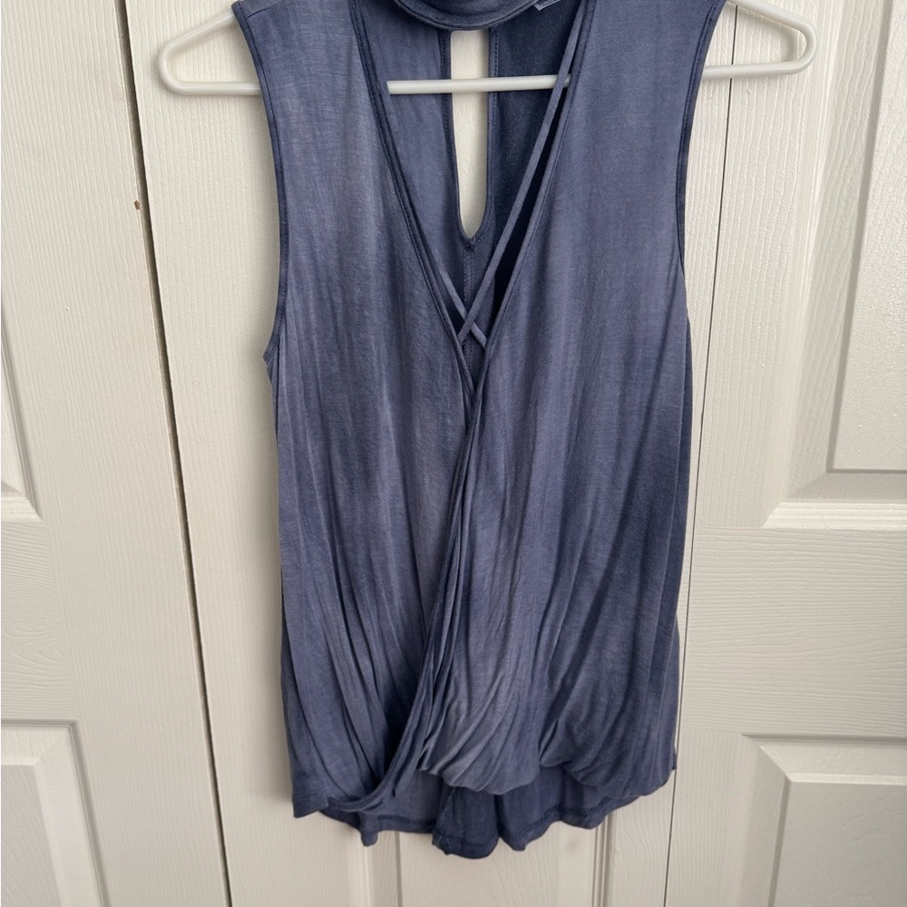 VENUS Blue Pleated Wrap Blouse